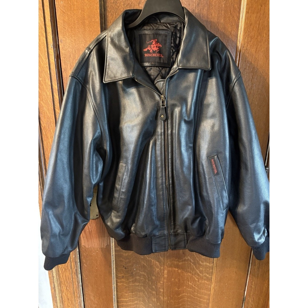 Vintage Winchester Leather Jacket Black Coat 100% Leather Men's Size XL